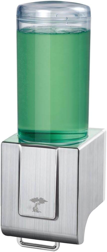 ToiletTree Products Deluxe Shampoo and Soap Dispensers No Drilling. Pull Lever Dispenser. (Brushed Aluminum, Single)