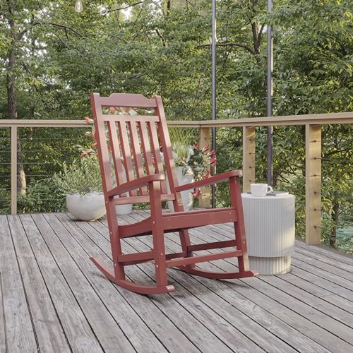 Image of Flash Furniture Winston All-Weather Poly Resin Rocking Chair in Red