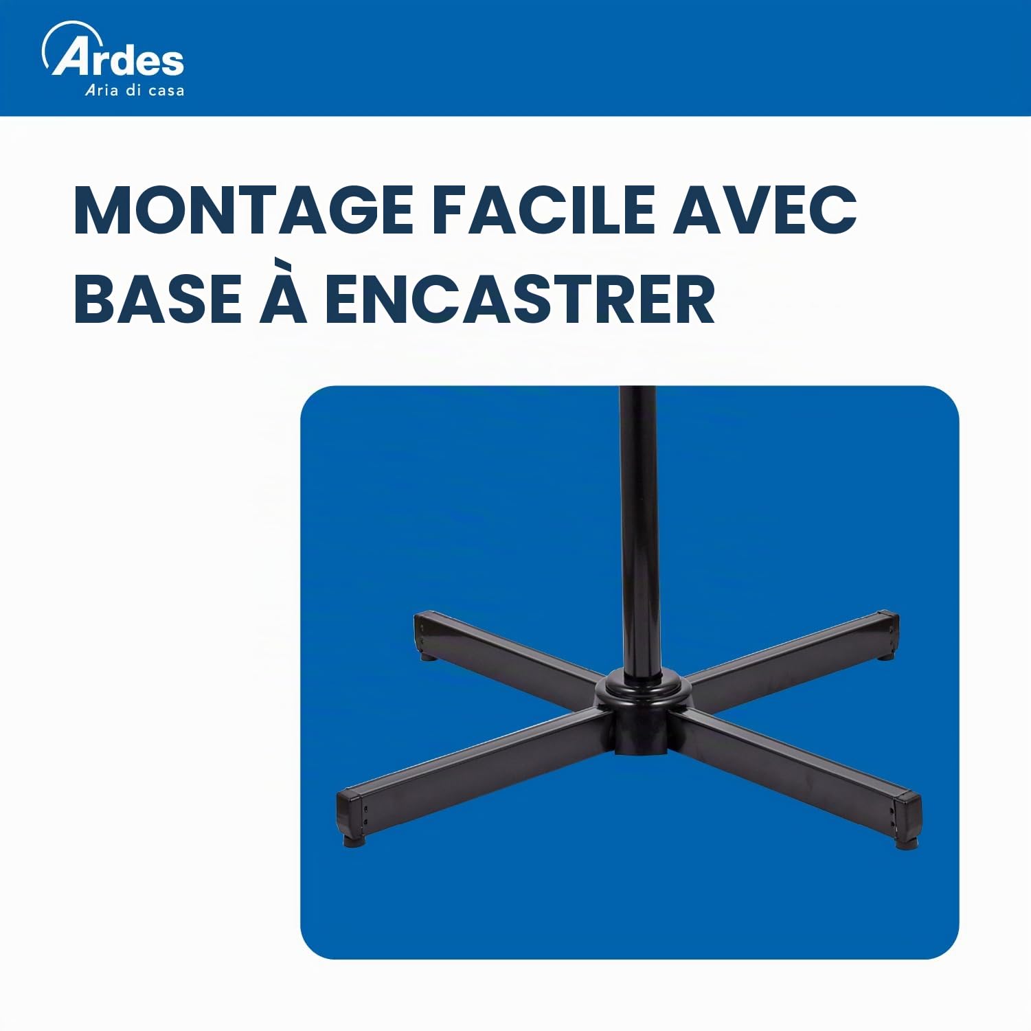 ARDES - AR5AM40P Ventilateur sur pied Puissant et silencieux, 3 pales de 40 cm, oscillant, réglable en hauteur et en inclinaison Ventilateur sur pied Ardes 3 Vitesses Penny