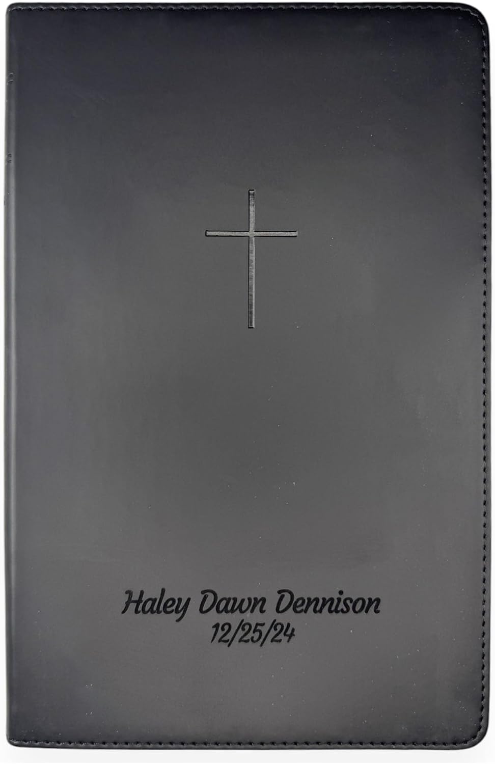 Personalized NLT Bible New Living Translation Faux Leather Holy Bible with Custom Name Up to 3 Rows of Text with Red-Highlighted Verses, Custom Gift for Religious Celebrations | Black