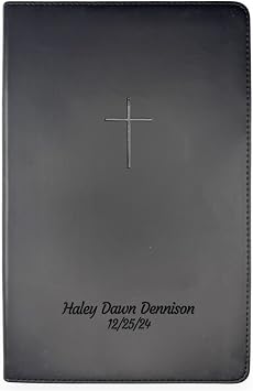 Personalized NLT Bible New Living Translation Faux Leather Holy Bible with Custom Name Up to 3 Rows of Text with Red-Highlighted Verses, Custom Gift for Religious Celebrations | Black