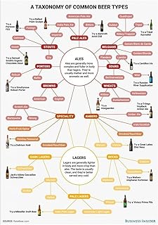 Vintage Beer Style Chart Poster: A Visual Guide to Ales, Lagers & Common Types, Educational Wall Art for Home Bar, Man Cave, Pub​(Unframed,12x18inch(30x45cm))