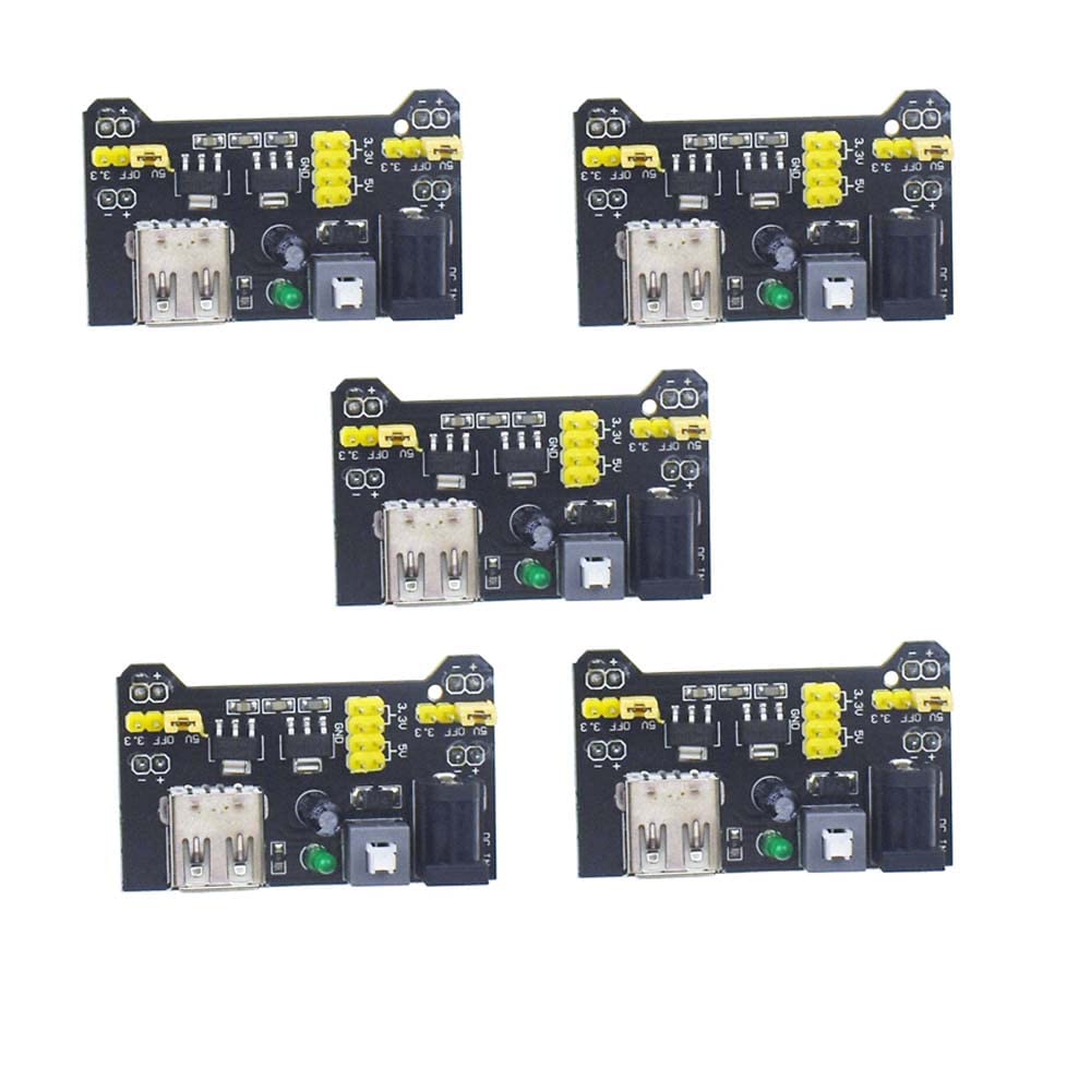 Reland Sun 5PCS MB102 3.3V 5V Breadboard Power Supply Module for Board Solderless Breadboard