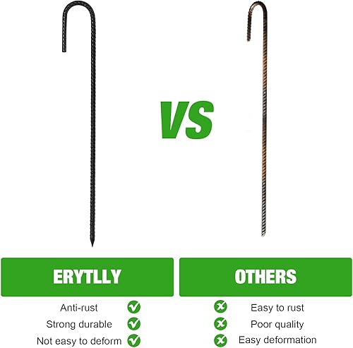 Miniatura 10 de ERYTLLY Estacas de barra de refuerzo de 16 pulgadas, gancho en J, estacas de metal galvanizado resistentes para barril de tierra, juego de