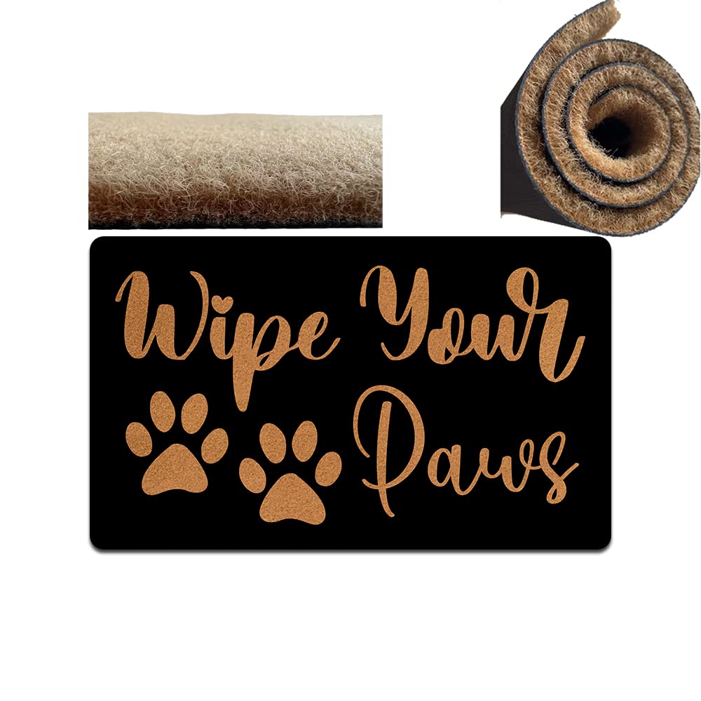IFHUH Wipe Your Paws Doormat Faux Coir Fiber Doormat Coir Door mat Anti-Stain Entry Doormats Funny Home Decor Anti-Slip PVC Backing 17.5" x 29.5"