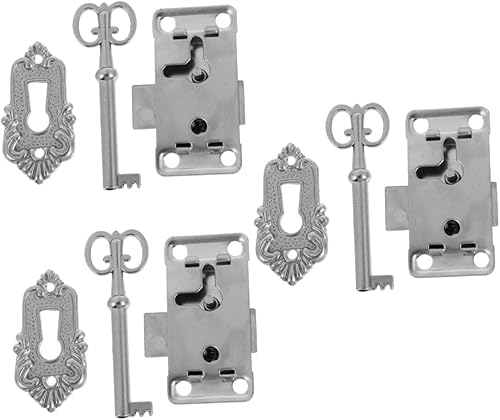Uonlytech 6 juegos de cerraduras antiguas vintage para maleta, decoración de escritorio, gabinete de madera, cerradura de armario antigua, cerradura