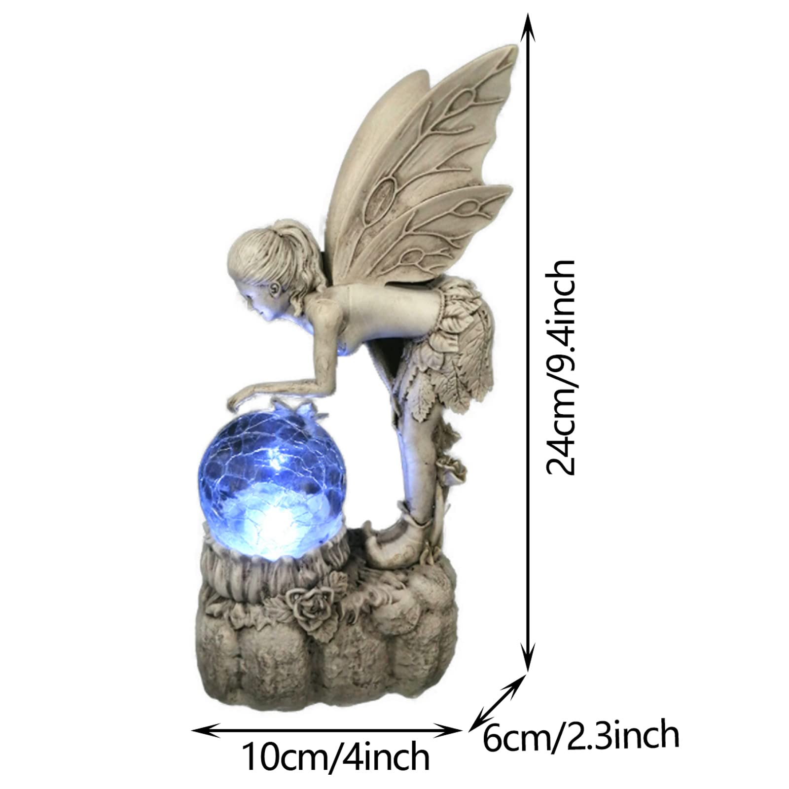 Jardín Cuento De Hadas Hada De Las Flores Adornos, Estatuas Al Aire Libre Con Luces Solares, Impermeable Resina Ángel Figuras De Patio Con Bola Crepitante, Esculturas Decoraciones