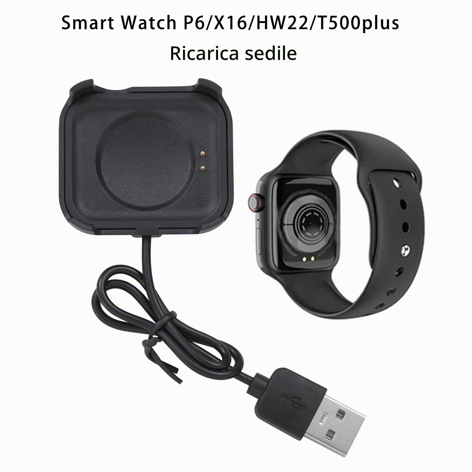 Smartwatch Supporto di Ricarica Compatibile Per P6 X16 HW22 T500plus Piattaforma di Ricarica Veloce Base Adattatore di Alimentazione