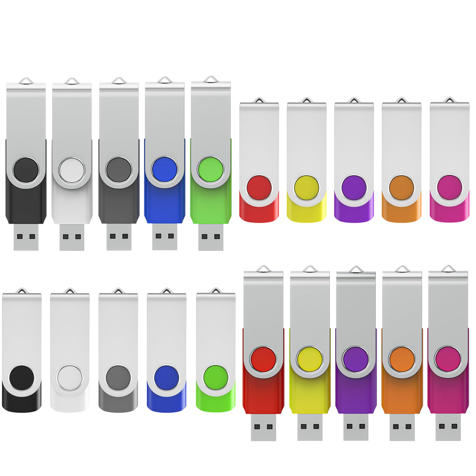 Clé USB 512 Mo Lot de 20 Clef USB 2.0 avec Balises utiles pour PC, Ordinateur Portable, TV (10 Multicolores)