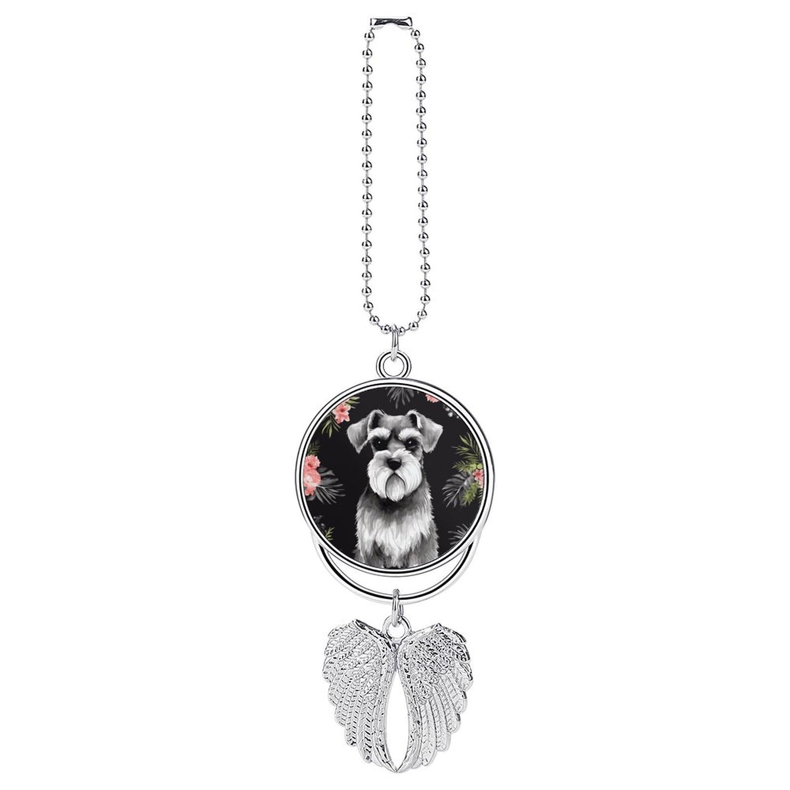 Schnauzer Car Pendant Hanging Swing Auto Rear View Mirror Hanging Car Rear View Mirror Charm Truck Hanger Ornament Charm for Car Rear View Mirrors Accessories