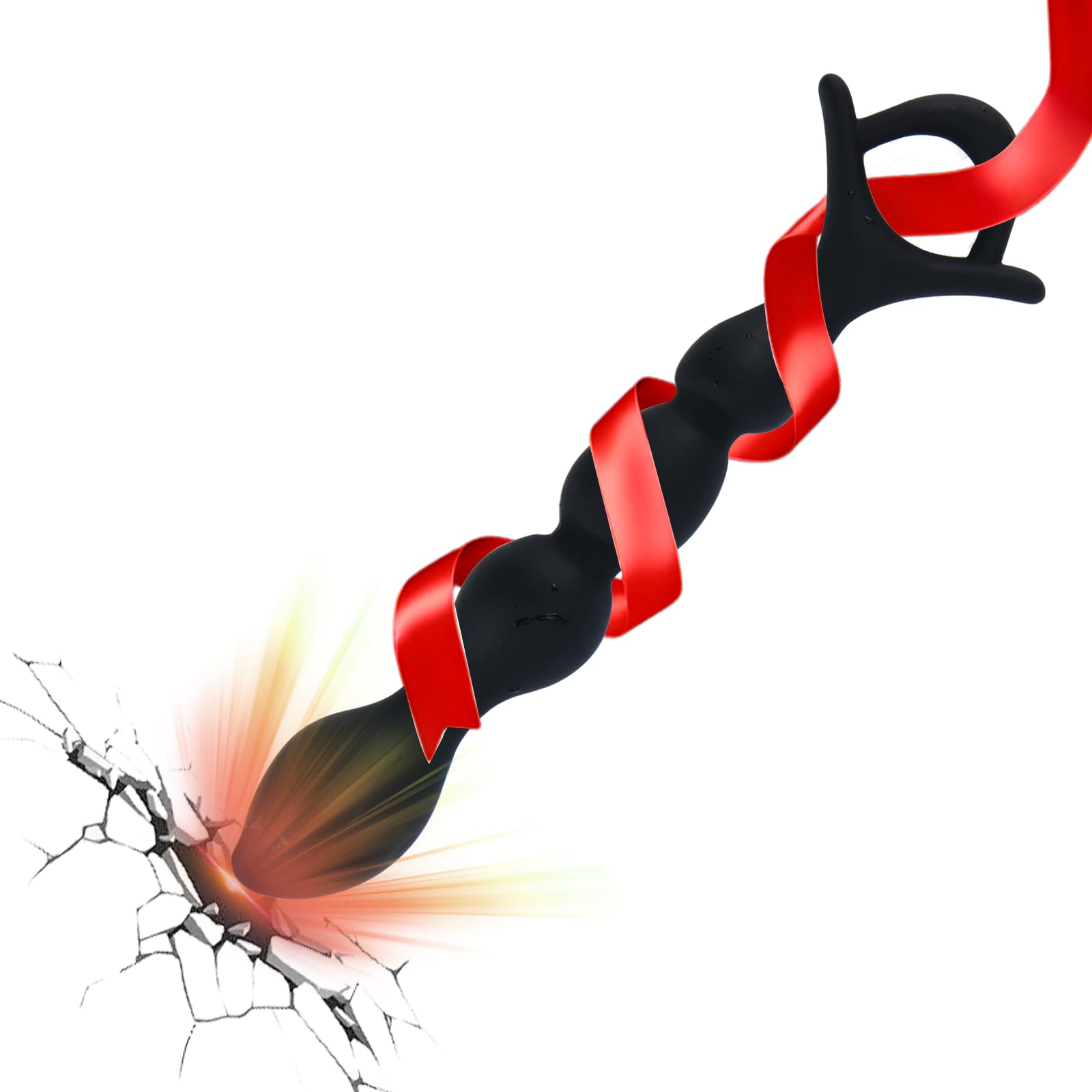 Small Anal Beads for Beginners 4- Bead Butt Plug Prostate Massager with Pull Ring Silicone-Made Sex Toys for