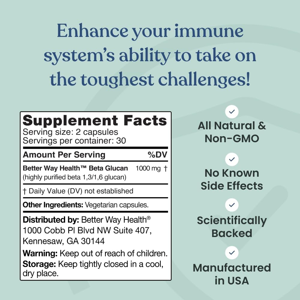 Better Way Health™ - Advanced Immune Readiness - Highly Purified 1,3/1,6 Beta Glucan 500 - Clinically Tested Immune Defense - 500mg/60 Capsules (Pack of 3) - Image 7