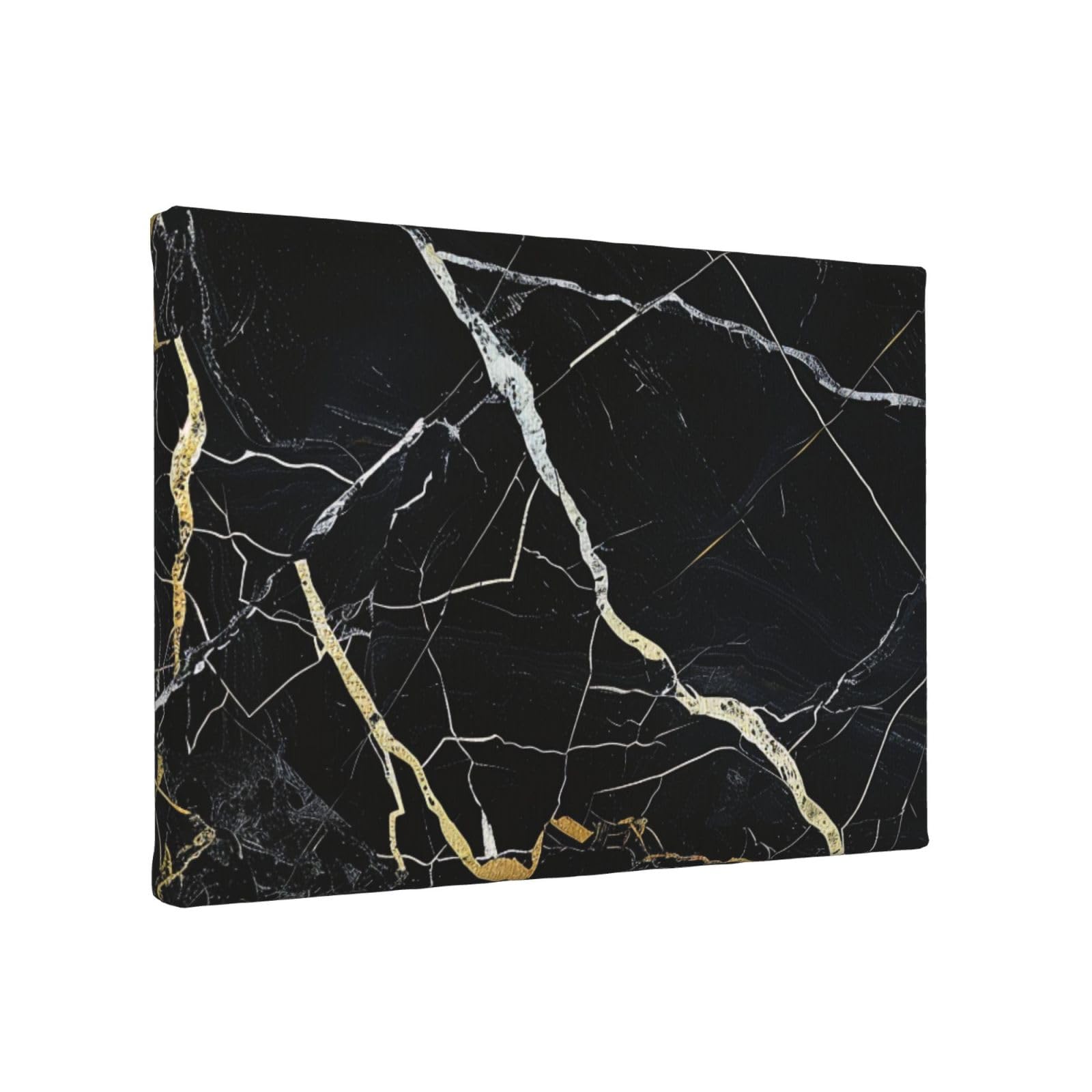YKLJG Black Marble Printed Wall Art Canvas Painting 30x20 CM Wooden Framed Picture Painting Artwork Prints for Bedroom Kitchen Home Office Decor