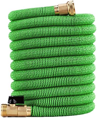 75ft Expandable Garden Hose - New Improved Flexible Water Hose with Heavy Duty Expanding Latex Core, Fabric Casing and 3/4 Solid Brass Connectors Fittings