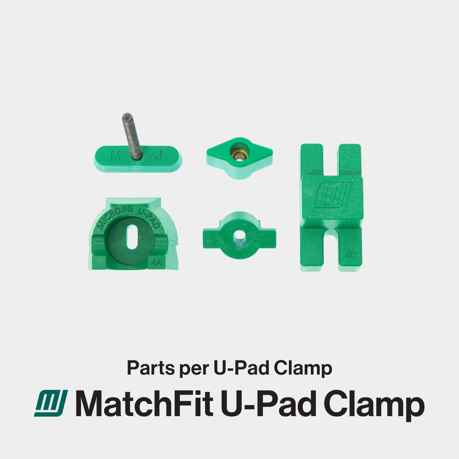 MicroJig MatchFit CNC U-Pads, 2-teilig – Niederspanner für zuverlässige Werkstückspannung, flexibel mit Höhenadapter, ABS Kunststoff