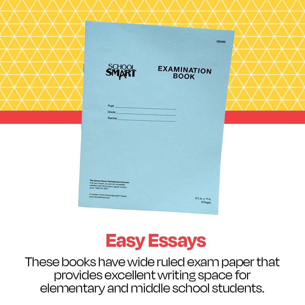 School Smart Examination Blue Book with 8 Pages, 8-1/2 x 11 Inches, Pack of 100 Books