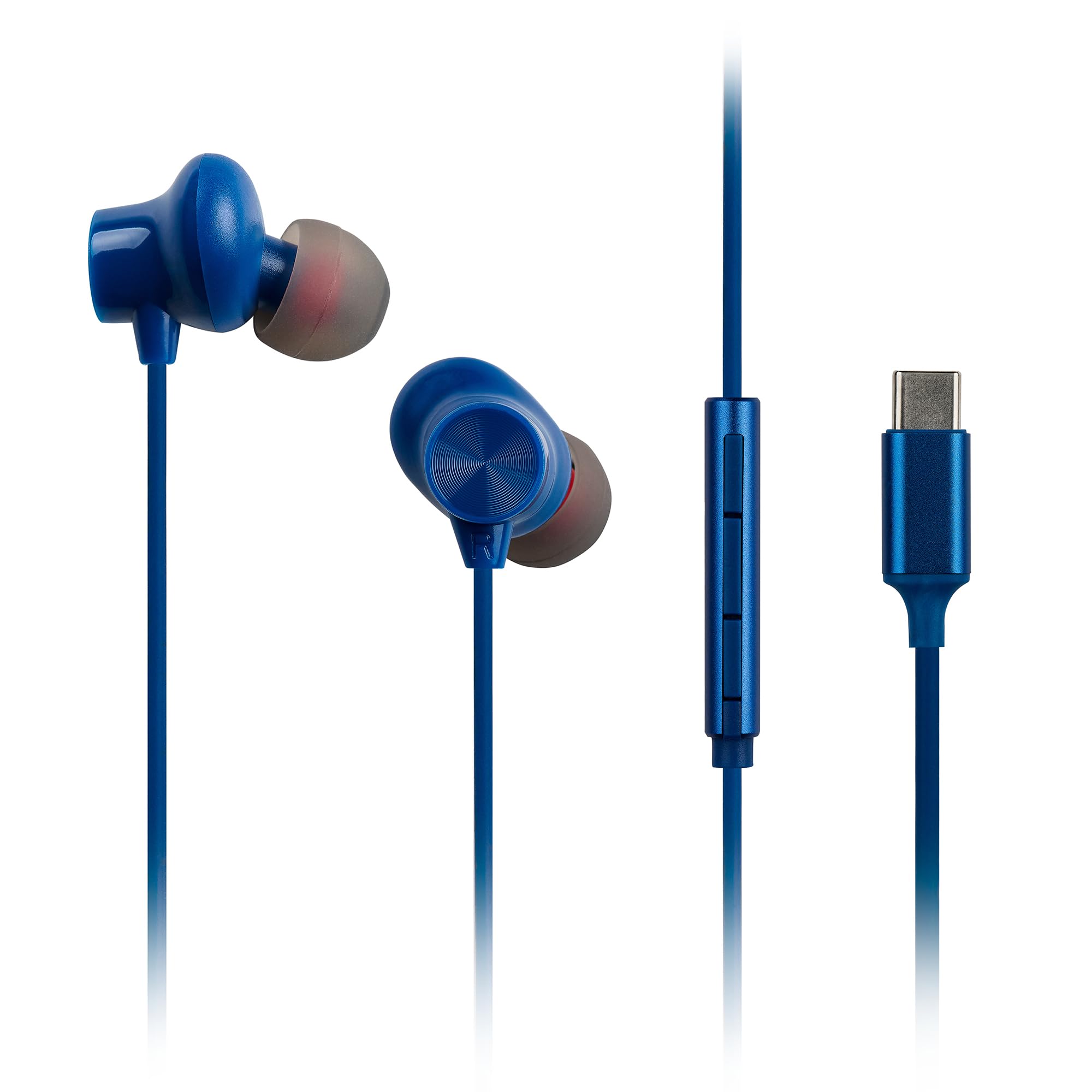 Panasonic RP-TCM225DEA Auricolari USB-C, Auricolari In-Ear, Cuffie con Cavo con Microfono e Telecomando Integrati, Bassi Potenti, Taglia Personalizzabile, Cavo da 1,2m, Blu