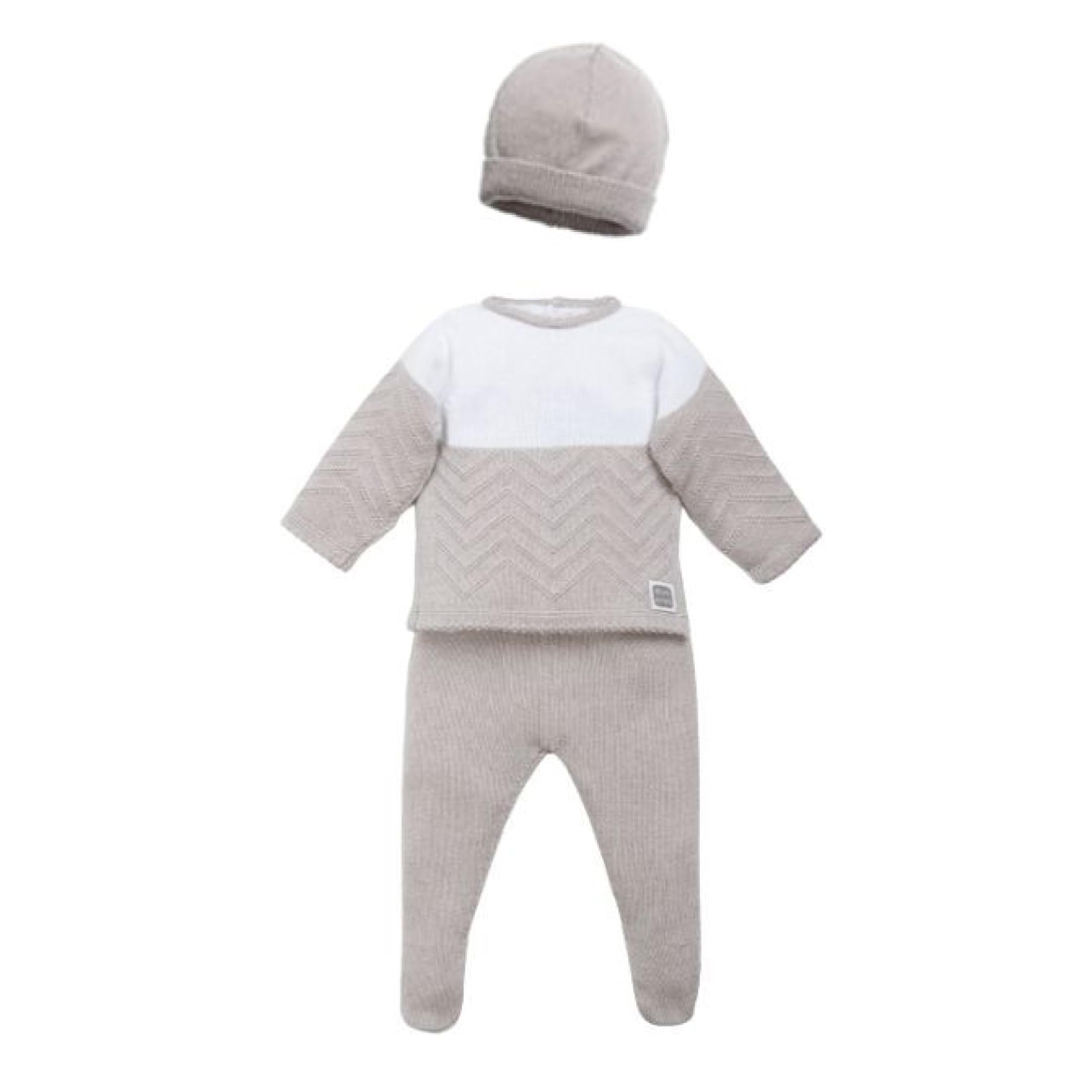 MINUTUS Conjunto Bebé Alfa con Gorro, Primera Puesta, Ropa Recién Nacido, Jersey y Polaina 100% Algodón, 3 Piezas