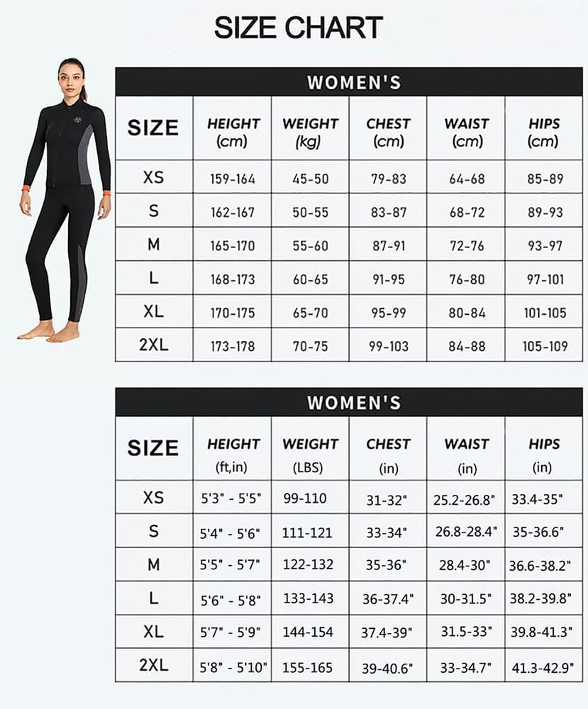 Muta in Neoprene 3MM Due Pezzi, Parte Superiore e Inferiore per Uomo e Donna, per Snorkeling e Immersioni Subacquee, Mantiene Il Calore, Protezione UV