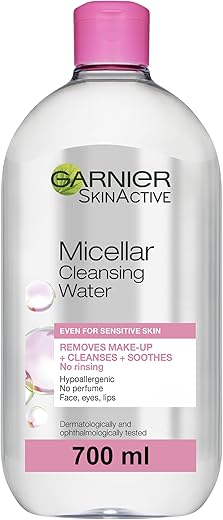 Garnier Micellar Cleansing Water, Gentle face Cleanser & Makeup Remover, Fragrance-Free, Vegan Formula, Suitable For All Skin Types, Even Sensitive, Skin Active, 700ml