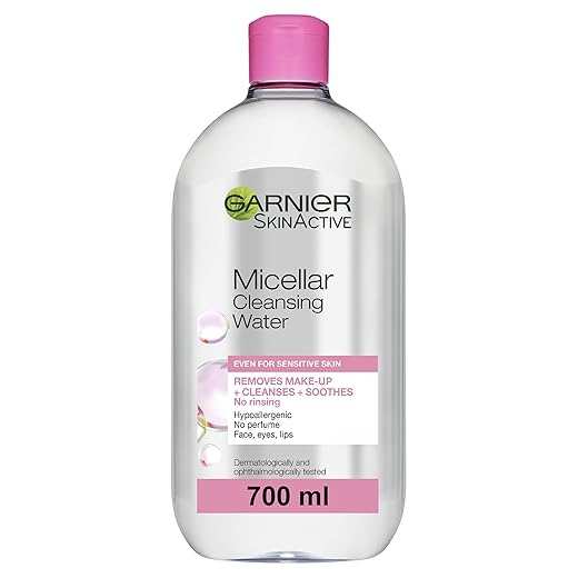 Garnier Micellar Cleansing Water, Gentle face Cleanser & Makeup Remover, Fragrance-Free, Vegan Formula, Suitable For All Skin Types, Even Sensitive, Skin Active, 700ml