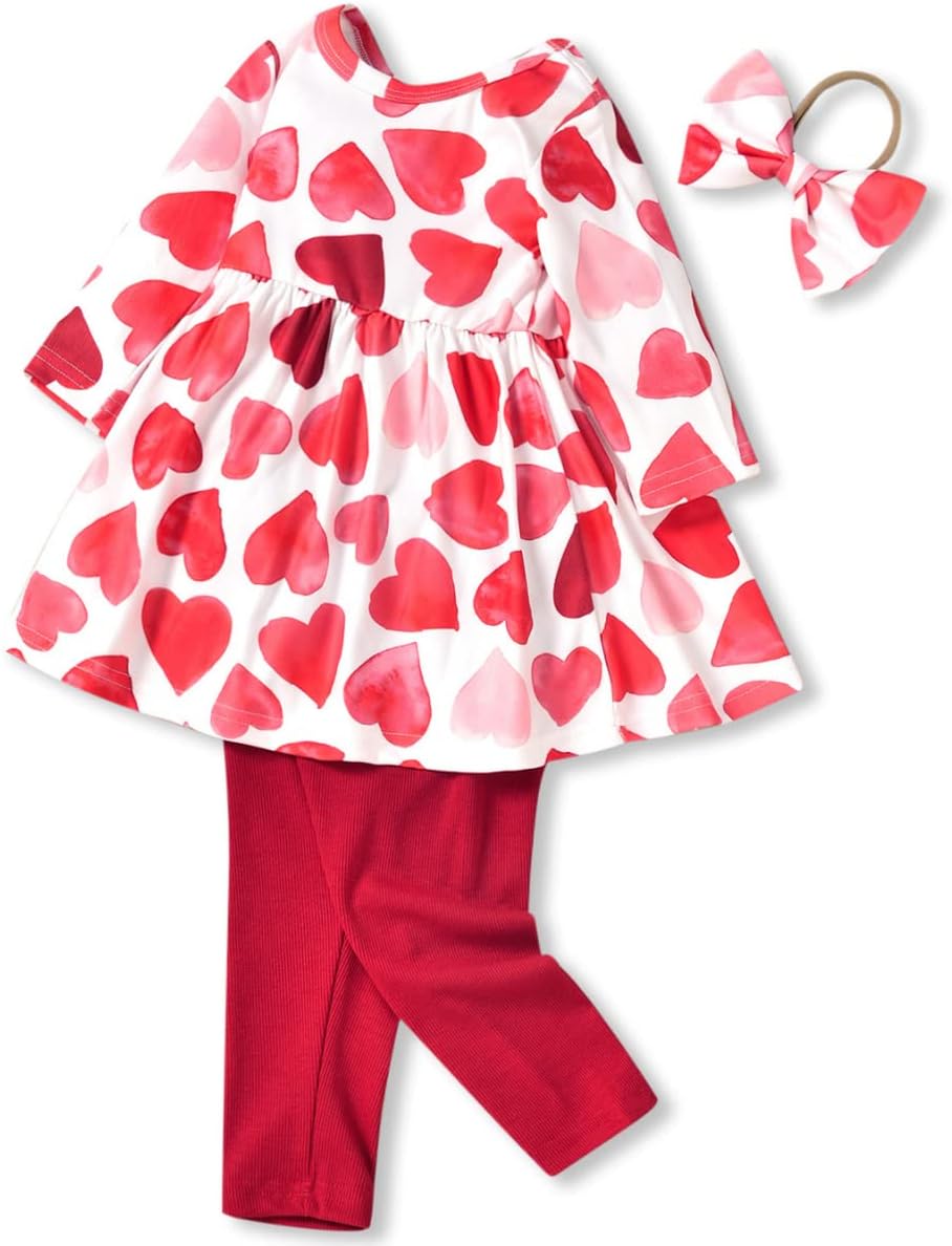 Aalizzwell Toddler Girls Floral Tunic Outfit for Fall Winter