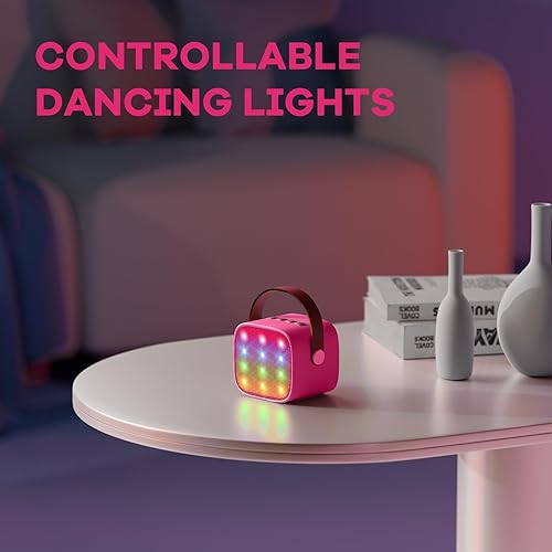 Miniatura 34 de Mini máquina de karaoke con 2 micrófonos inalámbricos para niños y adultos, altavoz Bluetooth portátil, regalo de cumpleaños de Navidad 2025