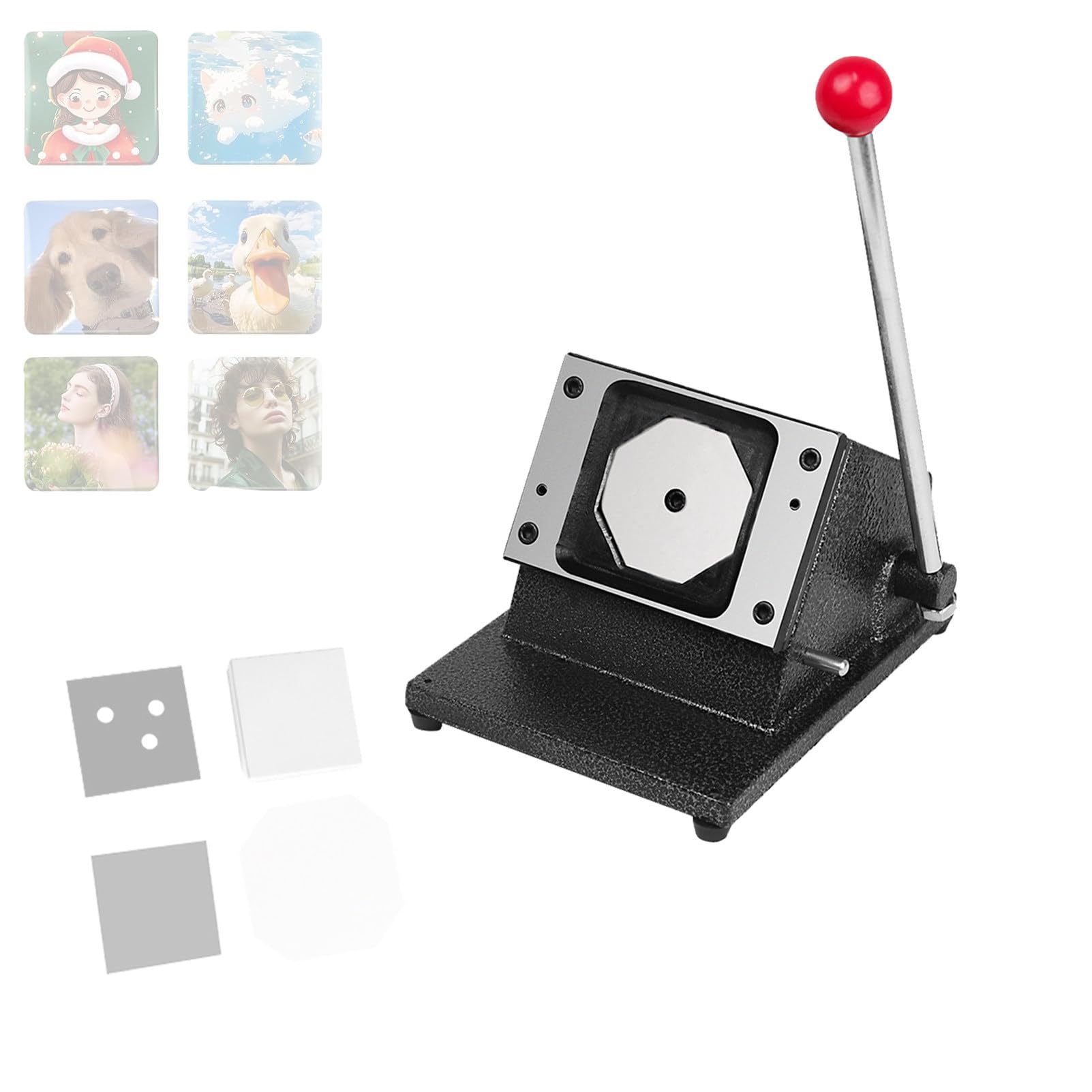 Machine à Fabriquer des Autocollants pour RéFrigéRateur, Machine à Badges Professionnelle, avec Massicot, pour Badges, Cravates, Porte-CléS, Ouvre-Bouteilles Cutter(Acrylic*100sets)-50 * 50mm