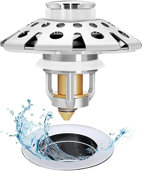 Bathroom Sink Stopper,Sink Hair Catcher,Bathroom Sink Drain Strainer Pop Up Drain Cover Plug,Universal for 1.1 to 1.65in Sink Drain Hole