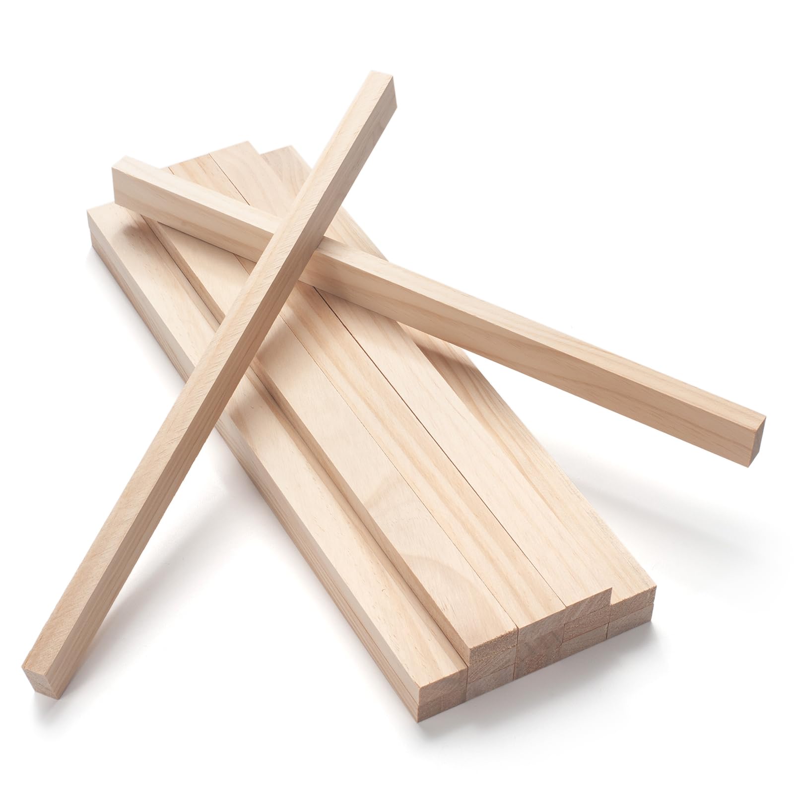 Wood Strips Wooden Dowels Sticks for Crafts, Wood Trim Planks Slats for Wall 1/2" × 1" × 15", 15 PCS Square Wood Dowel Rods for Crafting, Unfinished Hardwood Sticks Flat Lumber Boards for Woodworking