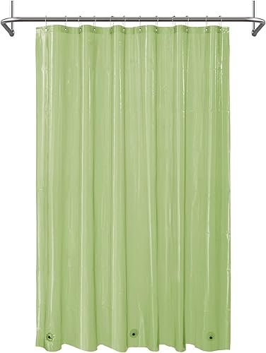 Mrs Awesome Cortina de ducha verde transparente con 3 imanes, 72 x 72 pulgadas, 4G PEVA, cortina de ducha de plástico ligero e impermeable para