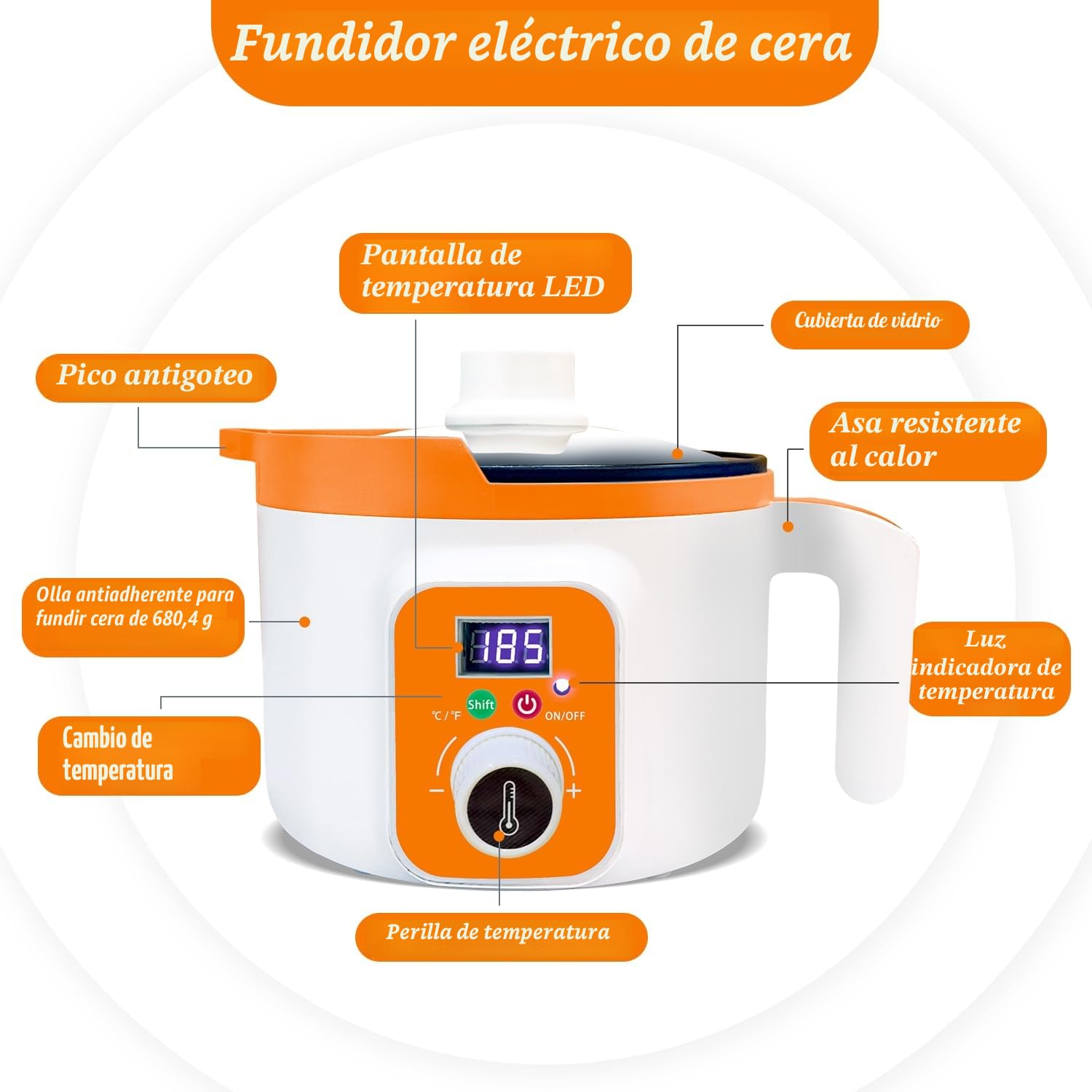 Ksedcon Olla de cera eléctrica con indicador LED y derretidor digital de cera para adultos, control de temperatura constante, vela para olla de riego