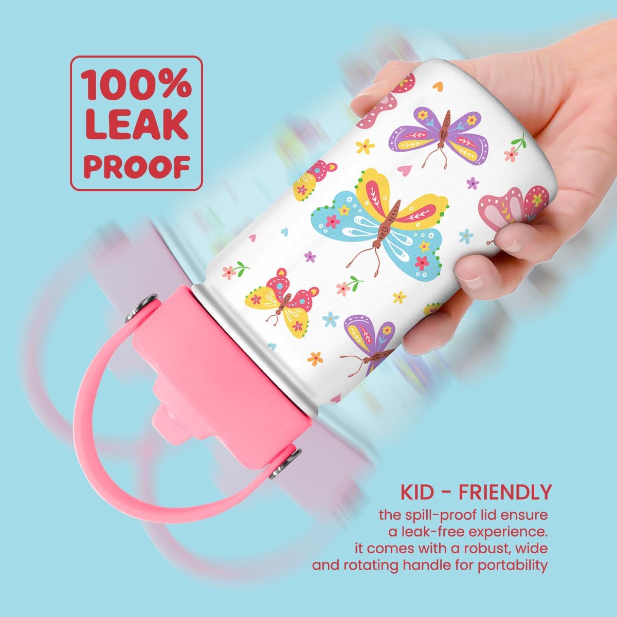 SANDJEST Kids Water Bottle with Straw Lid - 12 Oz Insulated Stainless Steel Water Bottles for Kid Girl- Travel Cup for School Sports - Image 4