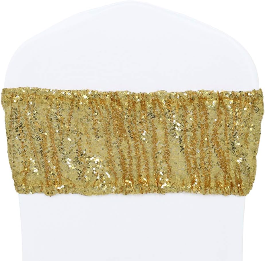40% Off Discount HELAKU Sequin Spandex Chair Sash - Pack of 52 Gold Chair Bands Glitter Chair Stretch Sashes for Hotel Wedding Reception Party Banquet Chair Covers Decorations Featured Product HELAKU Sequin Spandex Chair Sash - Pack of 52 Gold Chair Bands Glitter Chair Stretch Sashes for Hotel Wedding Reception Party Banquet Chair Covers Decorations
