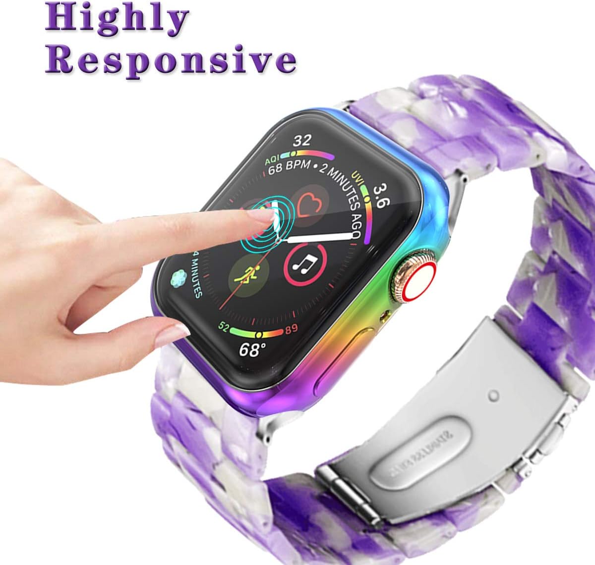 Cuteey 3 Pack Compatible for Apple Watch Series 7 41mm Screen Protector Case, All Round Full Protection TPU Cover Bumper for Apple Watch 7 Accessorries (Purple/Blue, 38 mm)