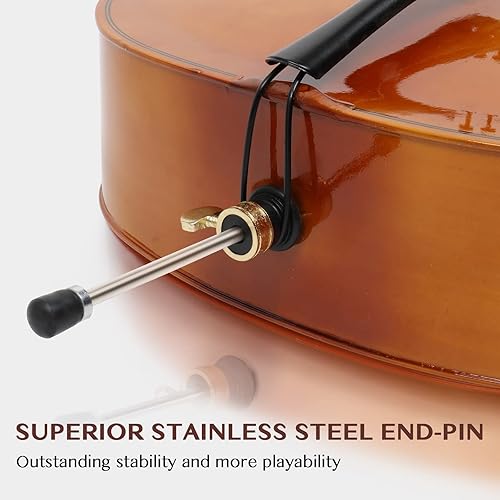 Miniatura 34 de Ktaxon Violonchelo de tamaño completo, violonchelo para principiantes 4/4, kit de violonchelo acústico con bolsa portátil, arco, puente, colofonia