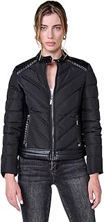 Koroshi Chaqueta biker motera mujer efecto piel negro