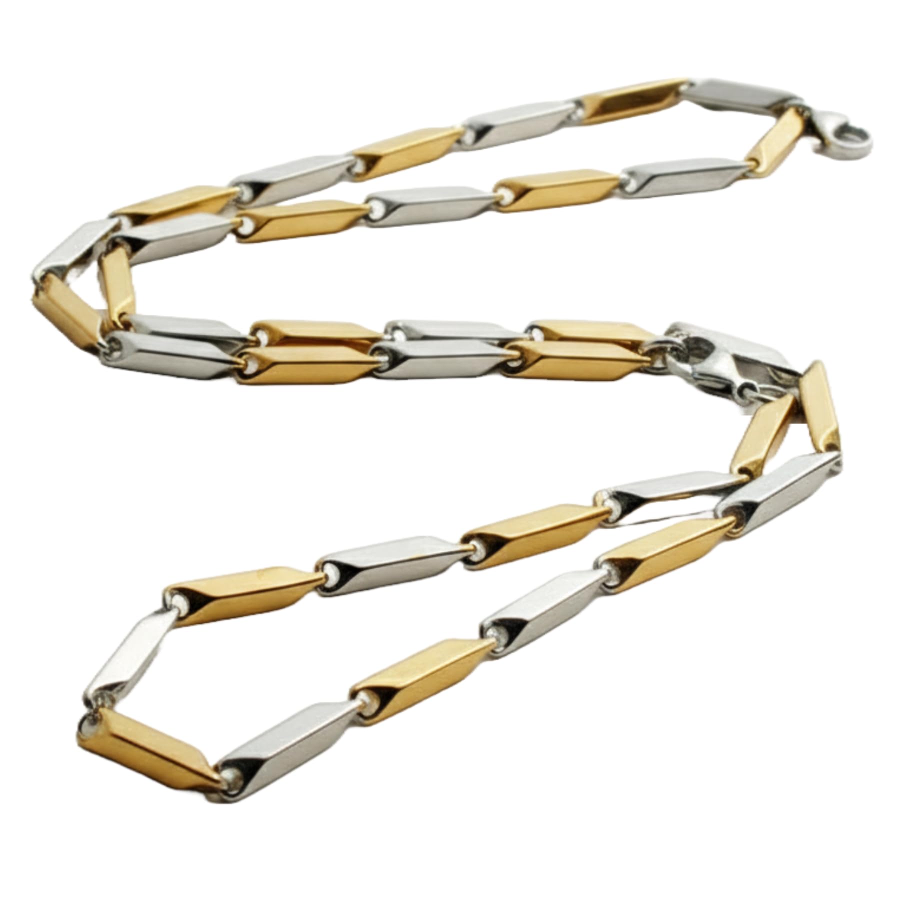 kailash creation Stainless Steel Rice_Chain for Men & Boys | Gold_Silver Dual Tone Stylish Neck_Chain | 22 Inch Lobster Clasp | Daily_Wear, Party, Gift Jewellery Accessory for brother, Boyfriend and Husband-picture-39