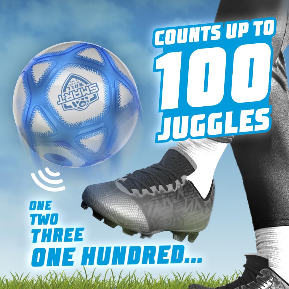 Smart Ball Official SBCB1-A2 Interactive Soccer Training Ball w/Pump - Gift f/Boys & Girls, Counting Ball w/Bright Lights and Voice Sounds - Tracks up to 100 Kicks w/Speaker - Size 5-2 Play Modes