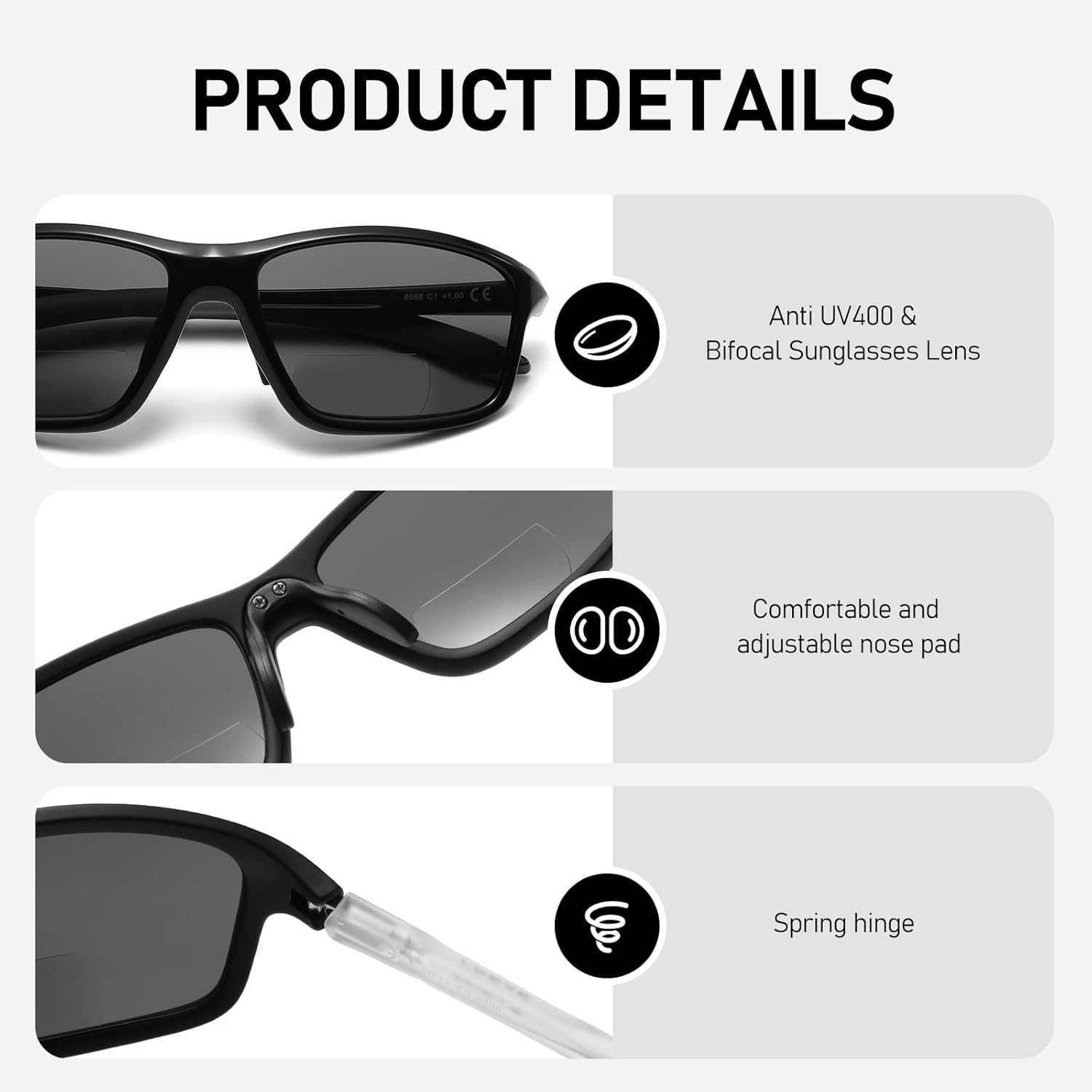 Bifocal Reading Sunglasses Men Women Sun Glasses Sports Style Fishing/Driving UV400 Readers Spring Hinge EyewearLK6098 - Image 4