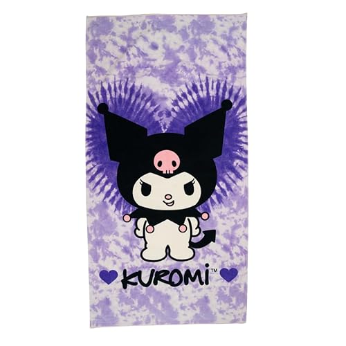 Franco Collectibles Sanrio Kuromi Super Soft Cotton Bath/Pool/Beach Towel, 60 in x 30 in, (Official Licensed Product) - Kuromi