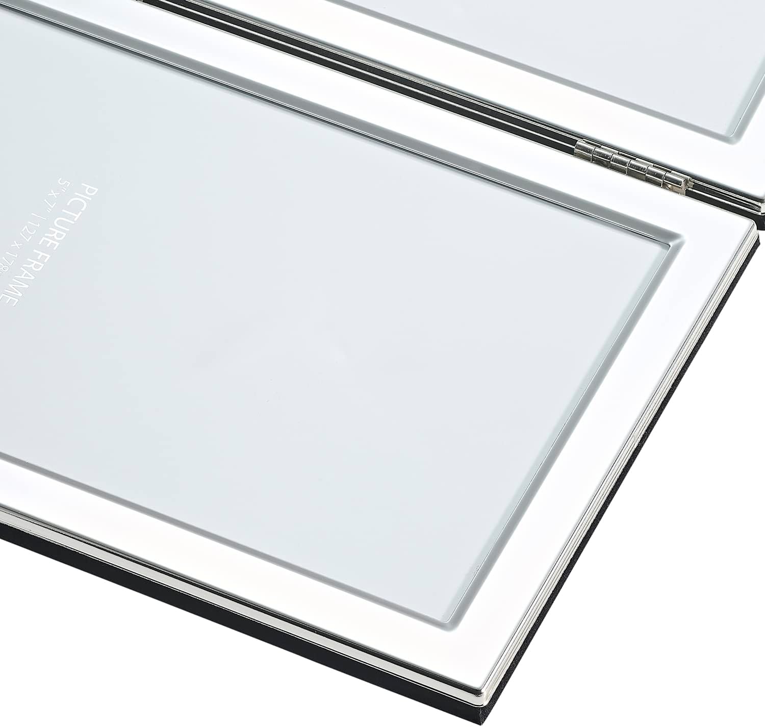 Haysom Interiors Quality Modern Shiny Silver Plated Contemporary 5" x 7" Double Hinged Picture Frame - Black Velvet Backing and Lacquer Coated by Happy Homewares