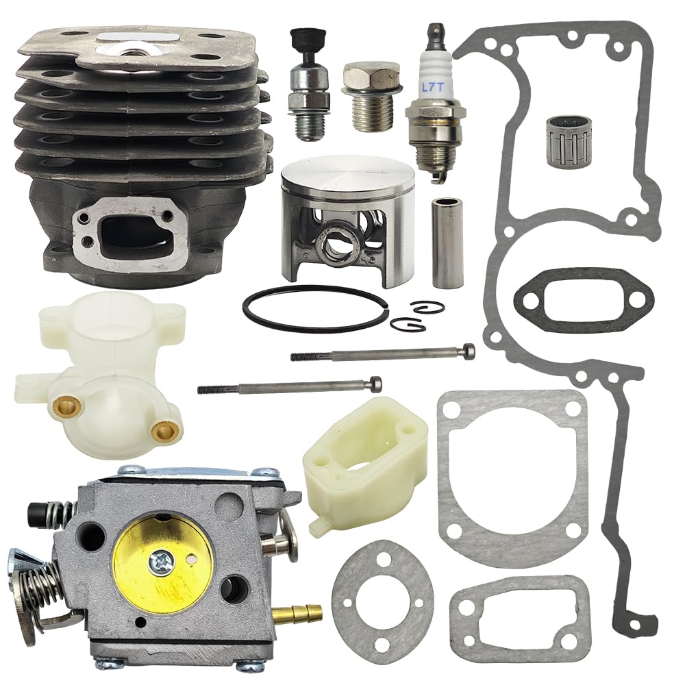 RUURUU​​ Kit de revisión de pistón y carburador de cilindro de diámetro grande de 52 mm para Husqvarna 266XP, 266, 266SE, XP SE, 61 motosierras - OEM 503-5175-02