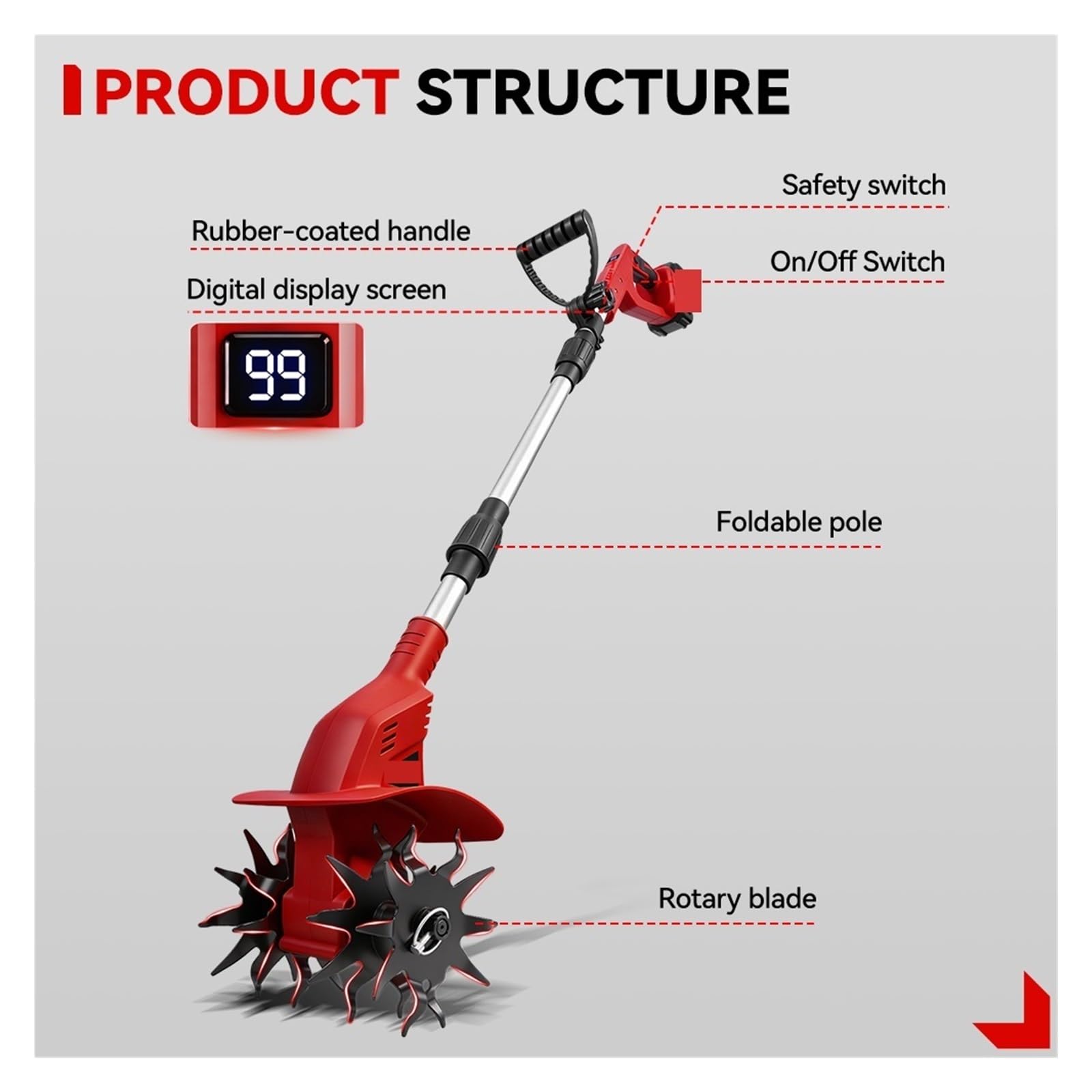 Rototiller Eléctrico Sin Escobillas De 1600W, Cultivador, Cortacésped, Escarificador Inalámbrico, Herramienta Jardín For Pin Batería Potente Y Eficiente