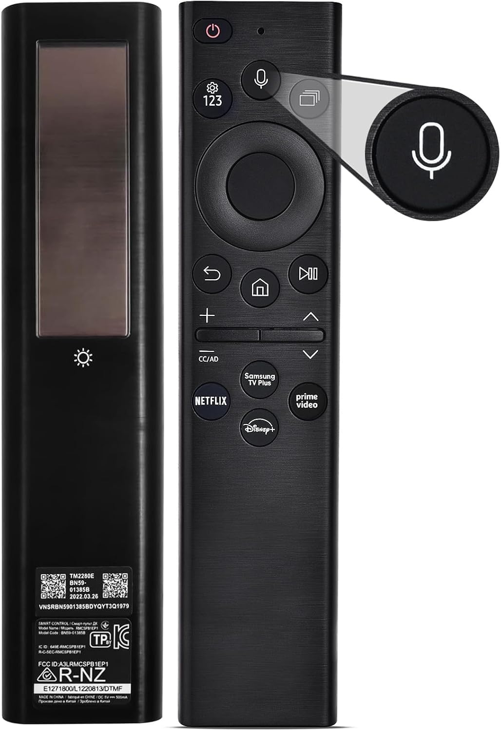 Voice Remote for Samsung Smart TV,Replacement Control Compatible with BN59-01385A,Solar Version,for All 2019 to 2025 Samsung Crystal/UHD/QLED/Frame/NEO QLED/ 4K 8K Smart TVs,2 Year Warranty