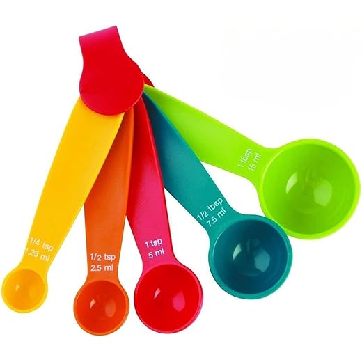 Brivora Enterprise Plastic Measuring Spoon Set of 5 Pcs Colo