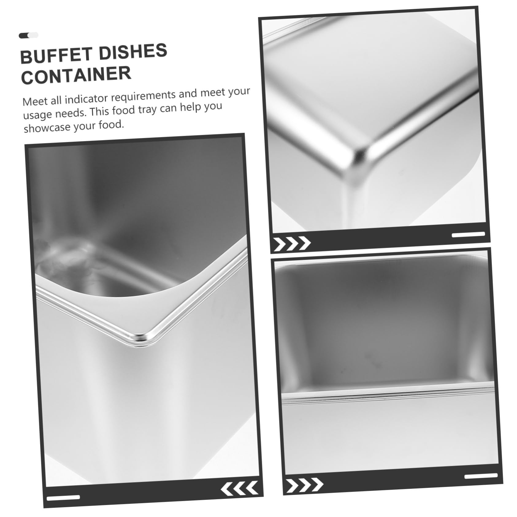 CONGARTENO Party Buffet Warmer Food Plate for Buffet Serving Holder for Buffet Cutlery Tray Buffet Dish Tray Buffet Food Fruit Tray Buffet Dishes Chafing Food Pan Stainless Steel Silver