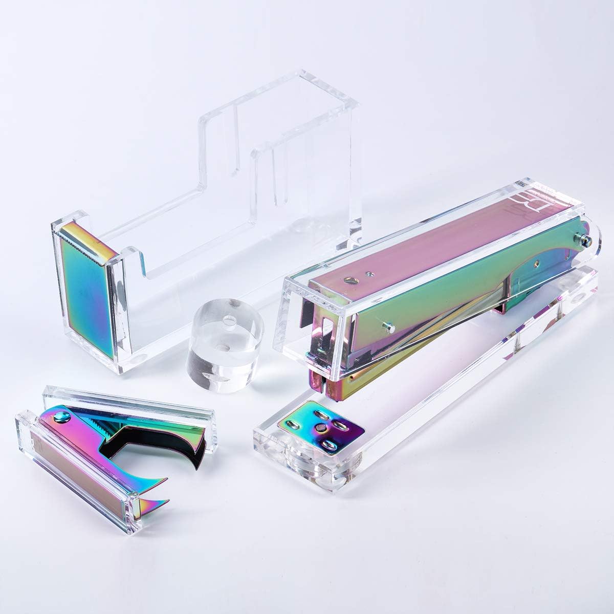 Draymond Story Acrylic Colorful Stapler Set - 1) Stapler 1) Staple Remover 1) Tape Dispenser (Rainbow Series)