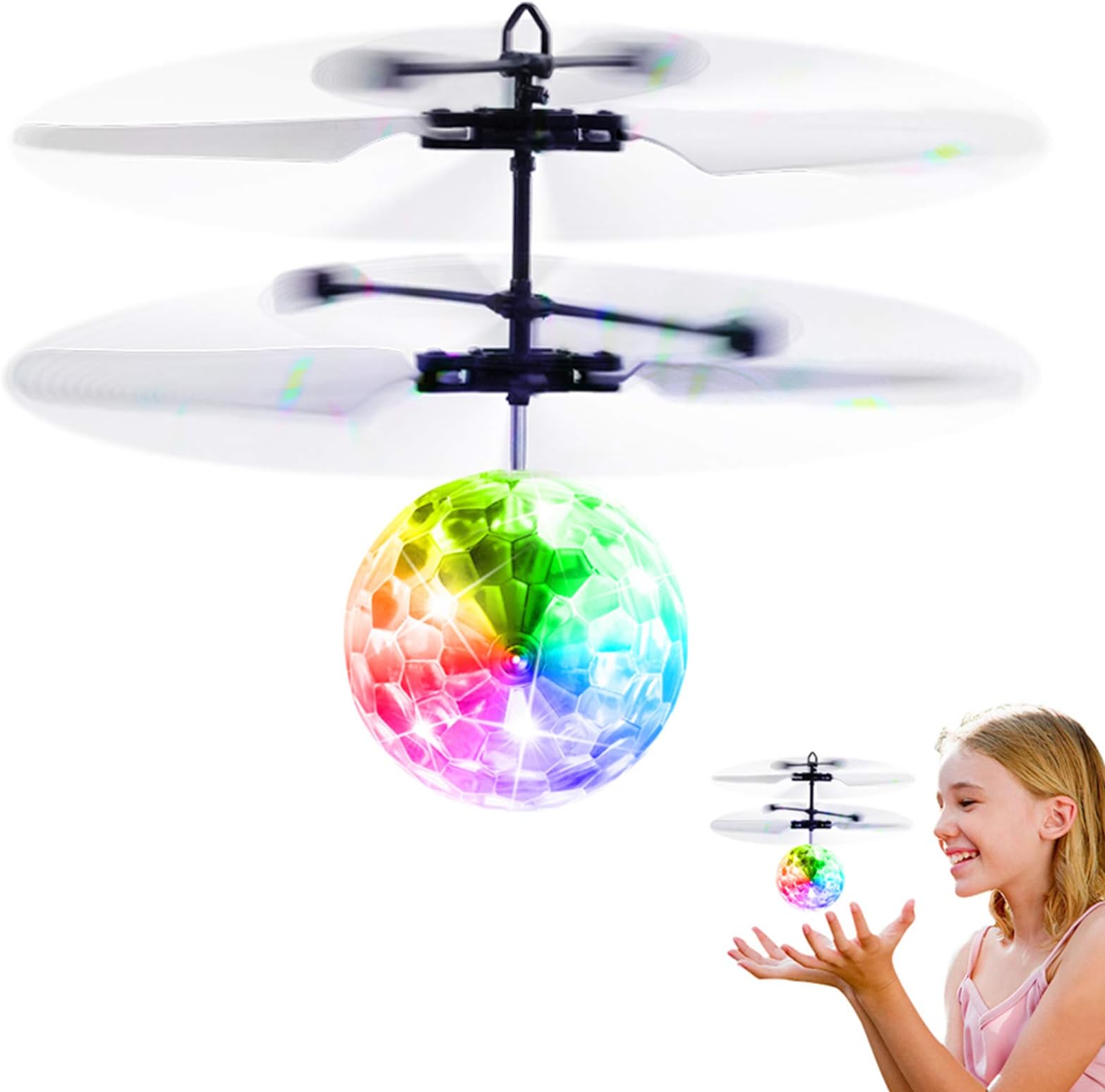 Betheaces Flying Ball Toys, RC Toy for Kids Boys Girls Gifts Rechargeable Light Up Ball Drone Infrared Induction Helicopter with Remote Controller for Indoor and Outdoor Games