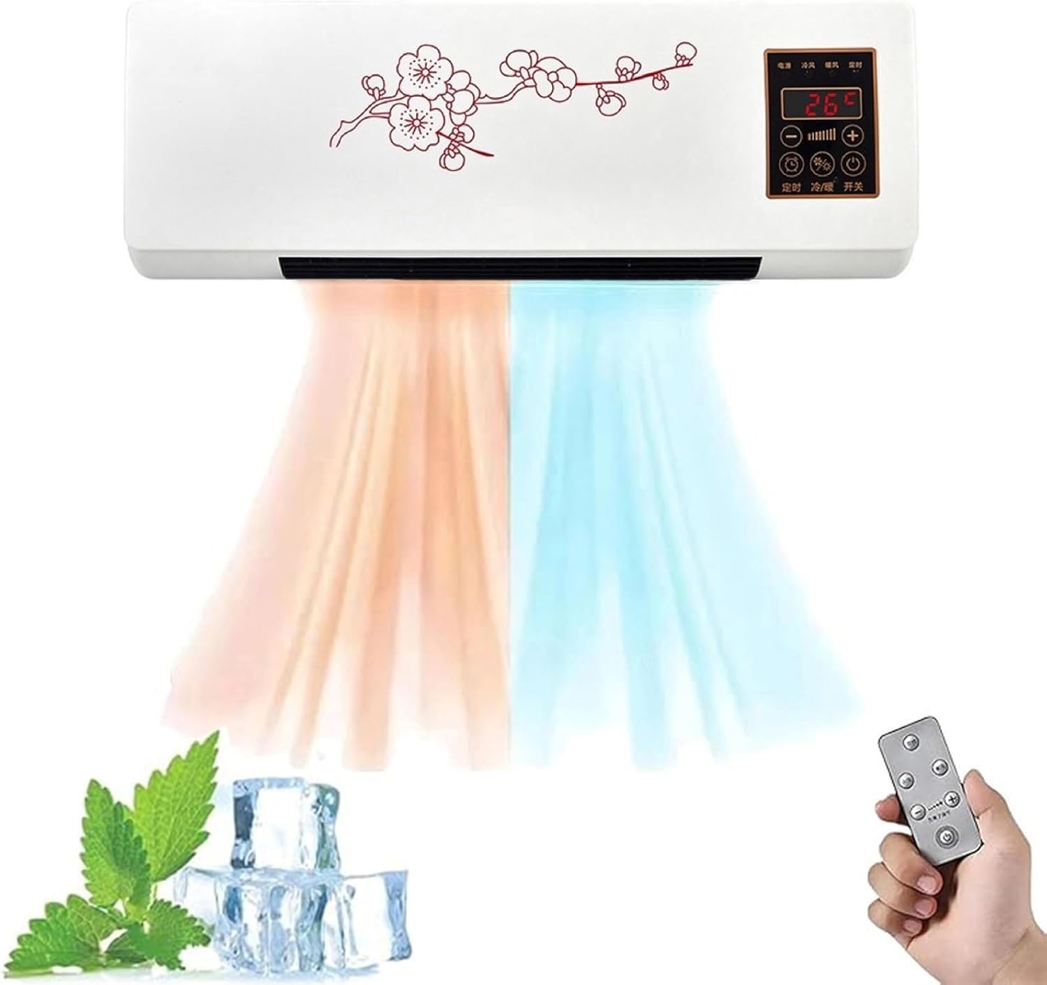 Portable Wall-Mounted Air Conditioner With Remote Control - Compact Ductless AC Unit For Year-Round Heating And Natural Wind(C)